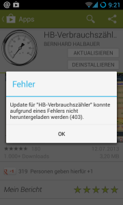 Fehlercode 403 auf Android